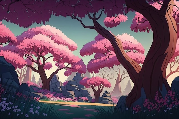 Fondo De Anime Japonés Sakura Tree Forest