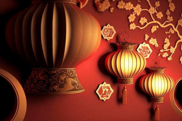 Fondo de año nuevo chino clásico Carácter chino Creado con tecnología de IA generativa