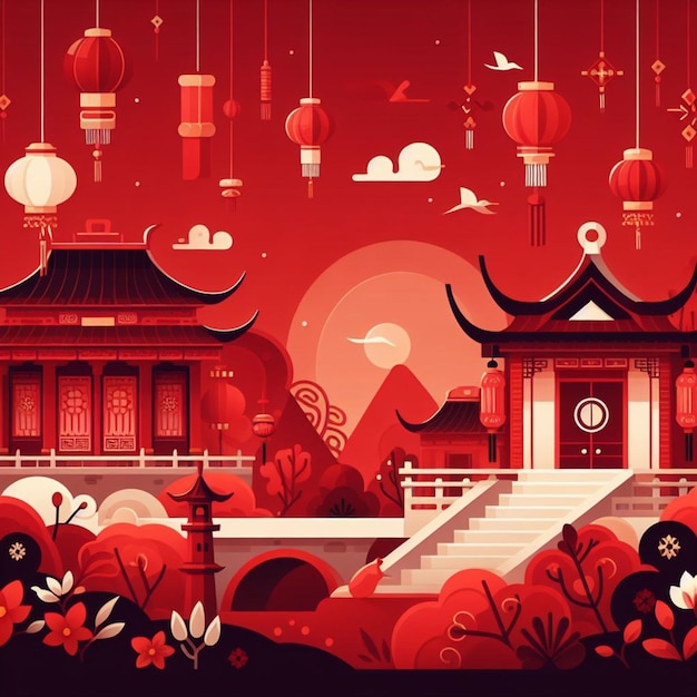 Fondo de año nuevo chino con copyspace