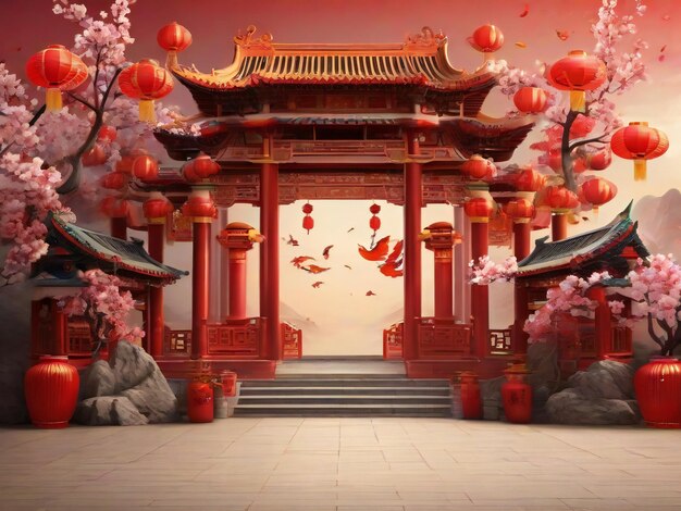 El fondo del año nuevo chino, el festival tradicional de primavera, el papel tapiz hiperrealista de mejor calidad.