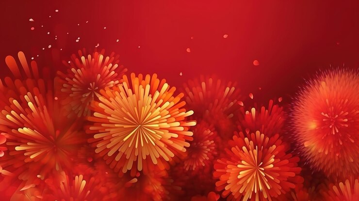 Fondo de año nuevo chino con fuegos artificiales dorados Generativo ai