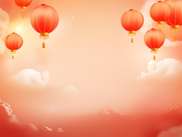 Fondo del Año Nuevo Chino con linternas de papel y nubes