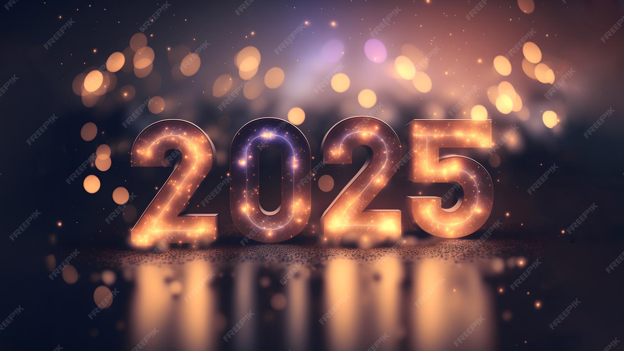 Fondo de año nuevo luz bokeh y las letras 2025 fondo de pantalla arte generado por red neuronal