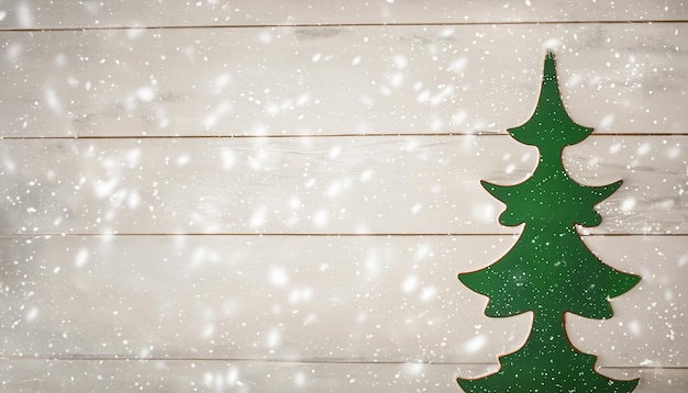 Fondo de año nuevo y Navidad con árbol de Navidad sobre un fondo blanco de madera Feliz Navidad