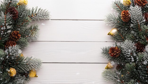 Fondo de año nuevo y Navidad con árbol de Navidad sobre un fondo blanco de madera Feliz Navidad