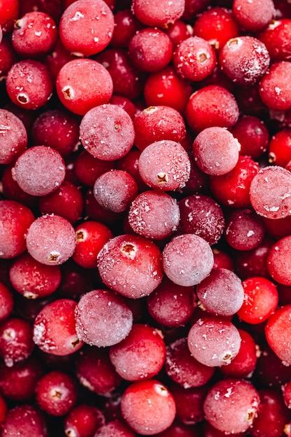 Fondo de arándanos rojos congelados