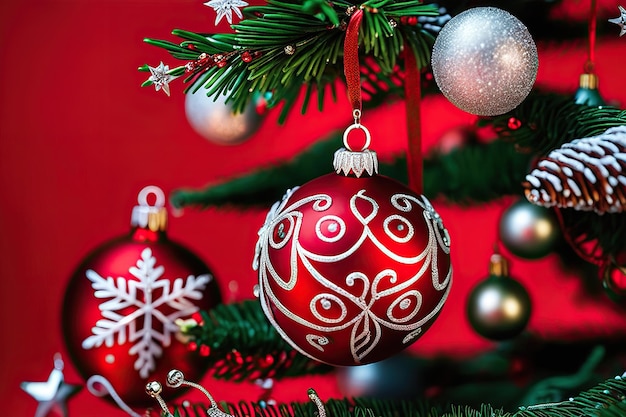 El fondo del árbol de Navidad decorado