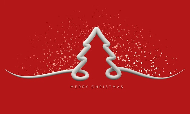 Fondo de árbol de navidad festivo mínimo blanco y rojo d render