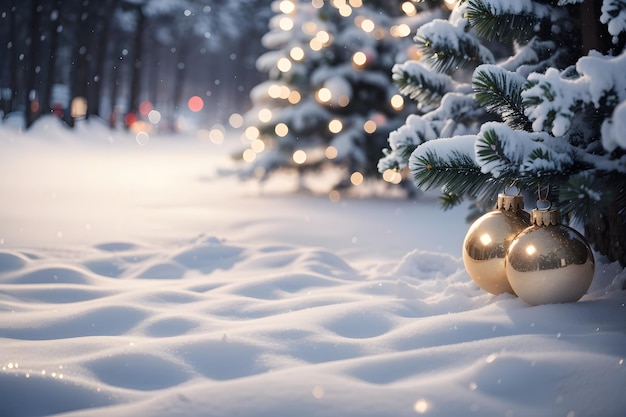 Fondo de árbol de Navidad nevado