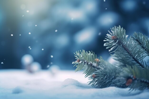 Foto el fondo del árbol de navidad de nieve de invierno