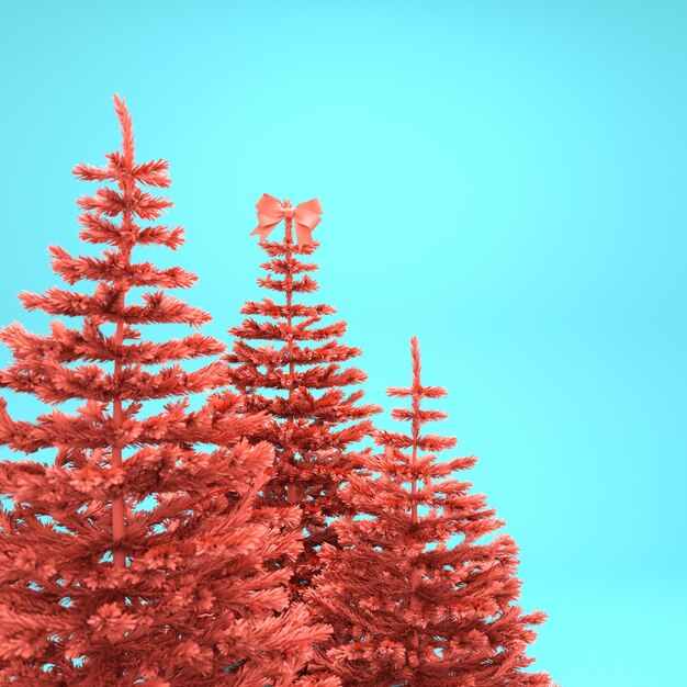 Fondo con árboles de Navidad Año nuevo Tarjeta de Navidad render 3d