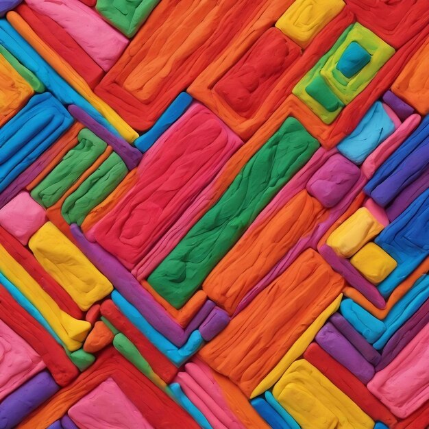 Fondo de arcilla de plastilina con patrones en borde blanco de colores arte creativo DIY para niños