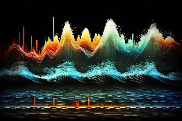 Foto fondo de arco iris de onda de sonido del ecualizador red neuronal ai generada