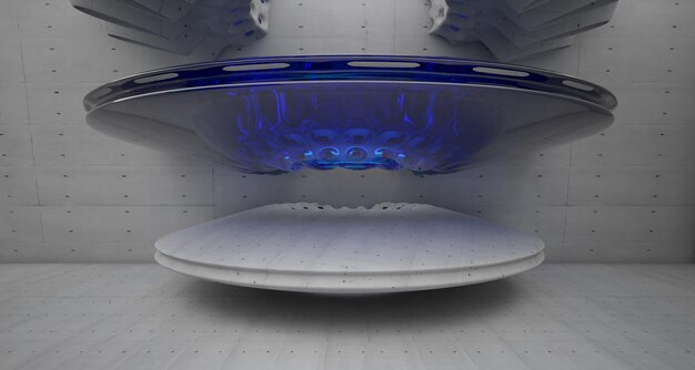 Fondo arquitectónico abstracto Interior hecho de hormigón de madera y vidrio Iluminación de neón 3D