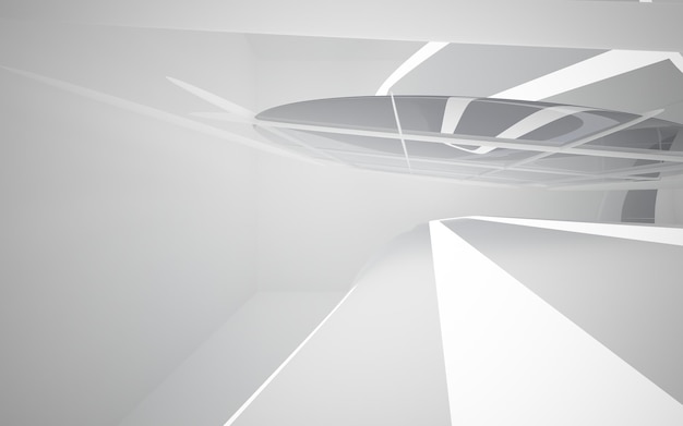Fondo arquitectónico abstracto liso blanco. Ilustración y renderizado 3D