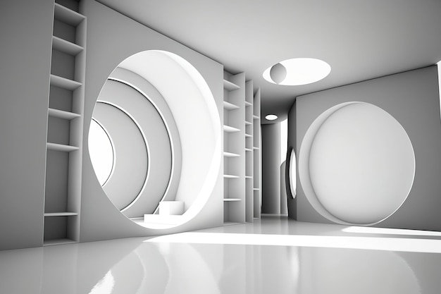 Fondo arquitectónico en discos de abstracción que son lisos y blancos dentro y
