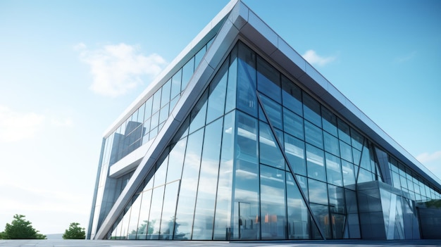 Fondo de arquitectura abstracta Edificio de oficinas moderno con fachada de vidrio renderización 3D IA generativa