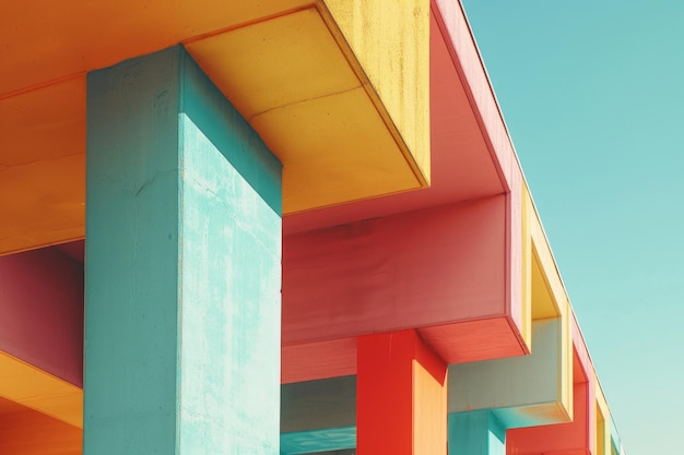 Foto fondo de arquitectura abstracta moderna con colores pastel cálidos