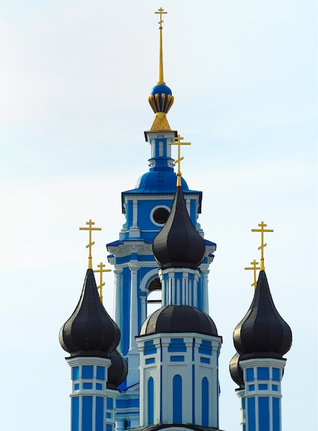 Foto fondo de arquitectura de la iglesia ortodoxa azul