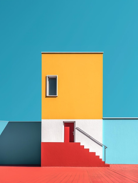 Fondo de arquitectura minimalista abstracto Caramelo futurista moderno y cielo azul brillante de colores vivos