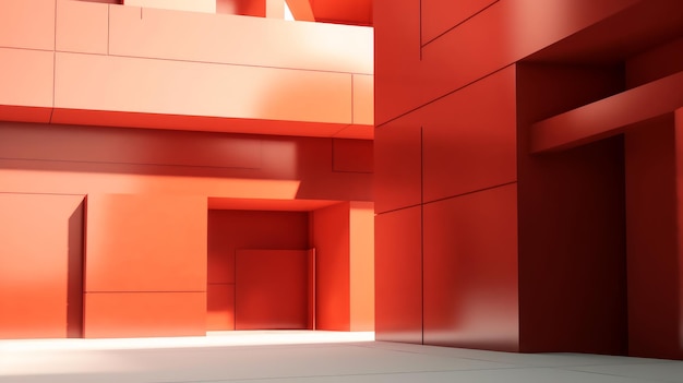Fondo de arquitectura moderna IA generativa de tema naranja y rojo