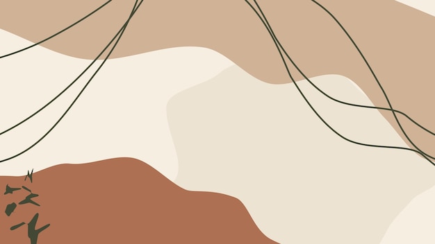 Fondo de arte abstracto colores beige claro y marrón dibujando en lienzo con formas onduladas de arena