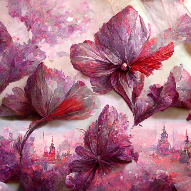 Fondo de arte de acuarela Diseño de papel tapiz generado digitalmente con arte de línea de pincel de pintura de flores