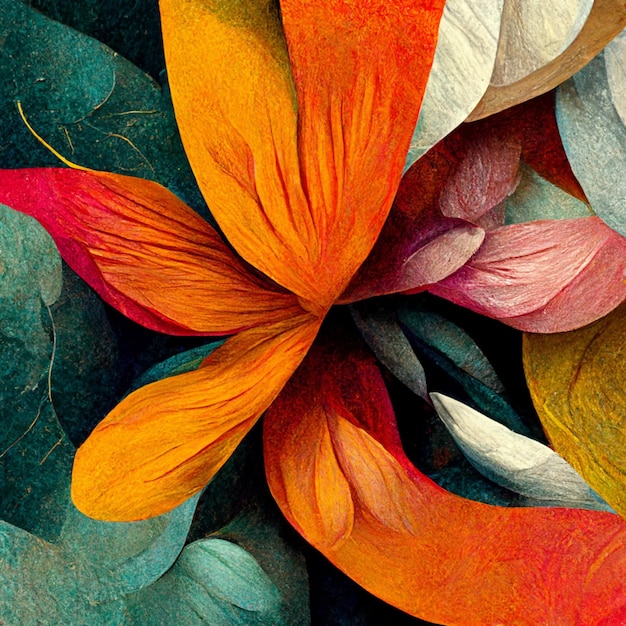 Fondo de arte de acuarela Diseño de papel tapiz generado digitalmente con arte de línea de pincel de pintura de flores