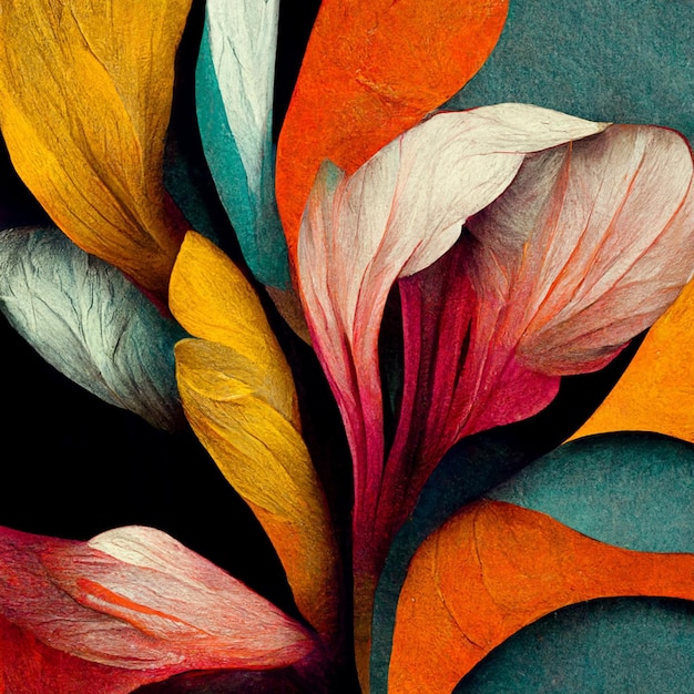 Fondo de arte de acuarela Diseño de papel tapiz generado digitalmente con arte de línea de pincel de pintura de flores