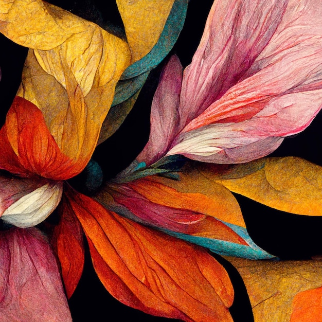 Fondo de arte de acuarela Diseño de papel tapiz generado digitalmente con arte de línea de pincel de pintura de flores