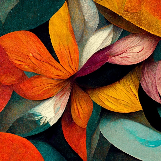 Fondo de arte de acuarela Diseño de papel tapiz generado digitalmente con arte de línea de pincel de pintura de flores