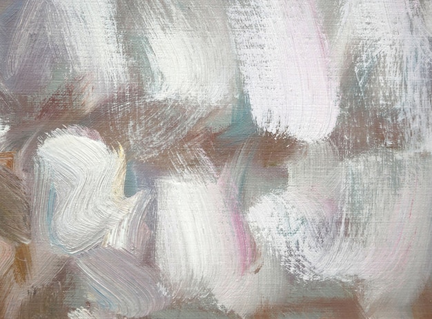 Fondo de arte de color blanco abstracto trazos de pincel de pintura acrílica fragmento de pintura acrílica sobre lienzo Obra de arte para diseño creativo