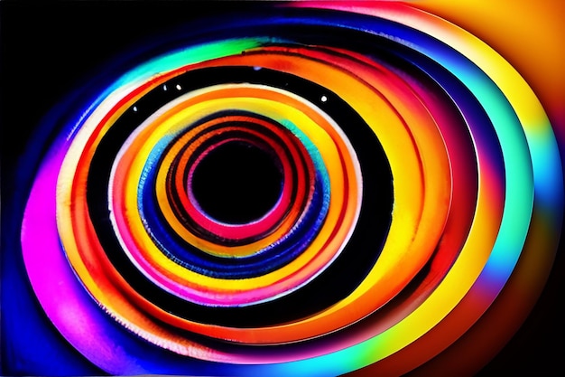 Foto un fondo de arte colorido con un anillo colorido y un diseño circular con luces