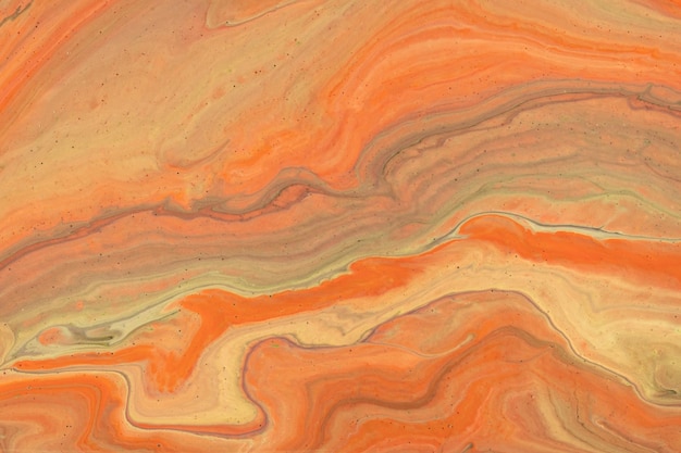 Fondo de arte fluido abstracto colores naranja y amarillo. Mármol líquido. Cuadro acrílico con degradado coral y splash. Telón de fondo de acuarela con patrón ondulado rojo. Sección de mármol de piedra.