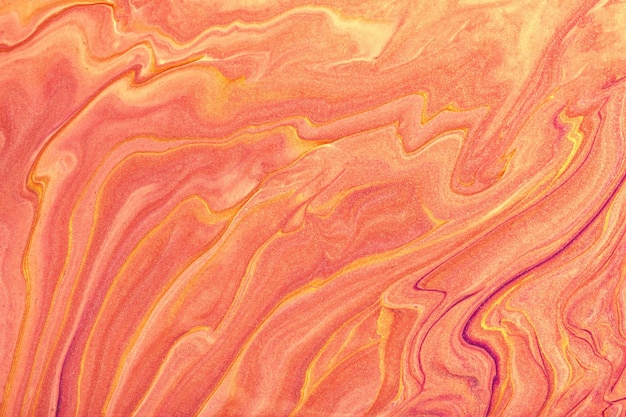 Fondo de arte fluido abstracto colores rojo y coral Mármol líquido Pintura acrílica con degradado de melocotón y salpicaduras Fondo de acuarela con patrón ondulado rosa Sección de mármol de piedra