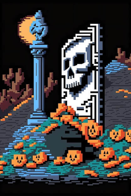 Foto el fondo de arte de píxeles de halloween