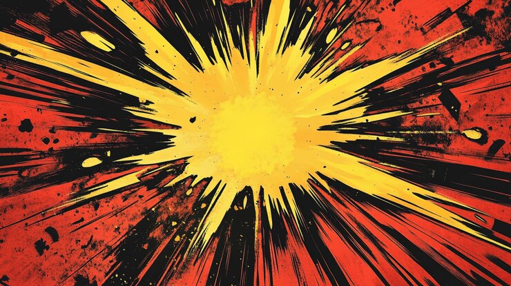 fondo de arte pop abstract de cómics con estallido de estrellas de trueno y mitad de tono explosión de cómics