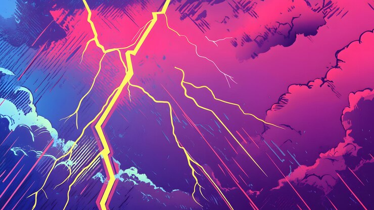 Fondo de arte pop abstracto cómico con una ilustración de trueno