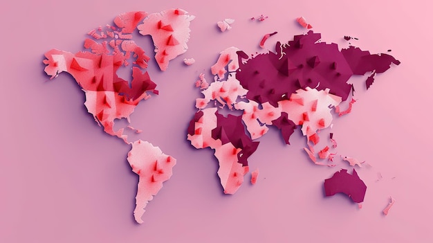 Fondo de arte rosa de mapa mundial IA generativa