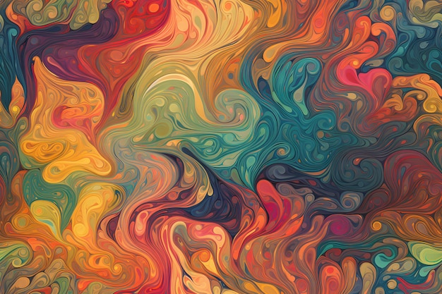 Fondo artístico sin costuras de humos turbulentos de difusión de colores o pintura en una imagen generada por una red neuronal líquida