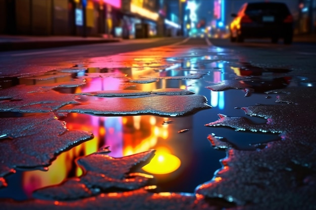 Fondo de asfalto bajo la lluvia Ai generativo