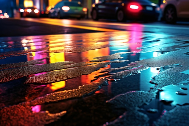 Fondo de asfalto bajo la lluvia Ai generativo