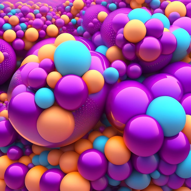 Fondo asombroso abstracto de coloridas bolas púrpuras de diferentes formas Textura fractal de fantasía