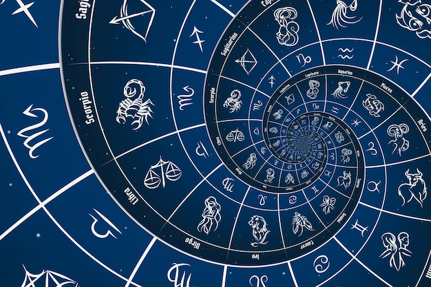 Foto fondo astrológico con signos del zodiaco y símbolo