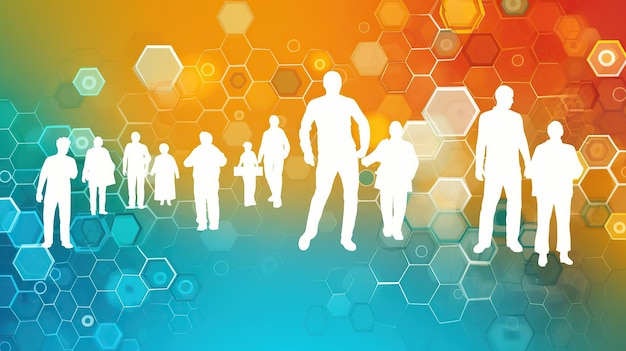 Fondo de atención médica con símbolos médicos en marco hexagonal AI generativa