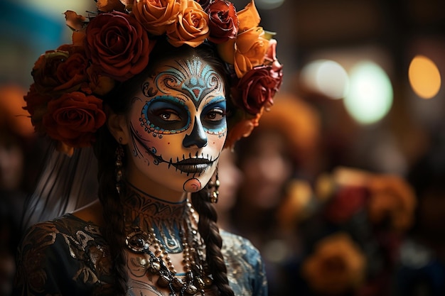 fondo aterrador Día festivo de los muertos ambiente ámbar y negro enfoque selectivo encanto del viejo mundo