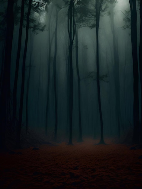 Foto fondo aterrador fondo de terror bosque fantasma para halloween e ilustración generativa ai