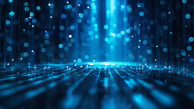 Fondo azul 3D con luces brillantes