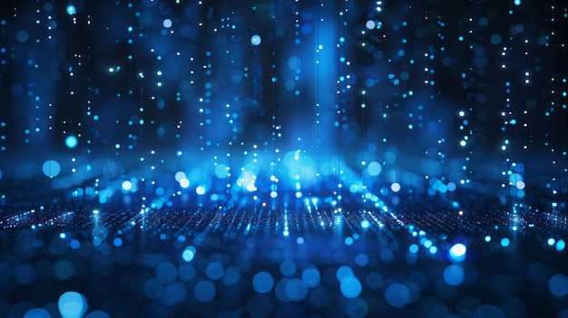 Fondo azul 3D con luces brillantes