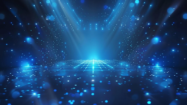 Fondo azul 3D con luces brillantes